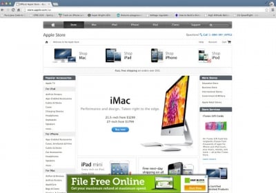 Screen capture of H&R Block banner ad on Apple.com from zmhenkel.blogspot.com