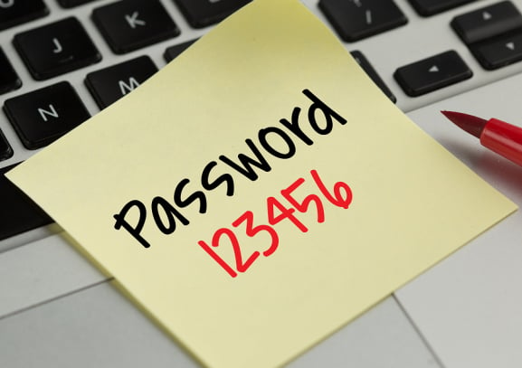 password 123456 on sticky note