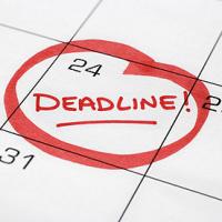 Calendar with deadline circled