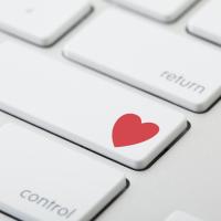 Computer keyboard with a heart key