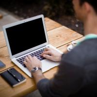 Developer looking at blank computer screen