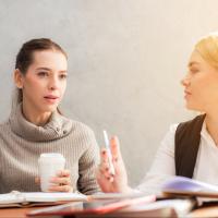 Leader asking an employee a question