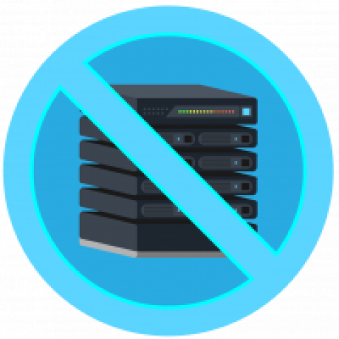 Stack of servers with an X over them