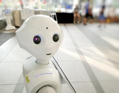 White robot with artificial intelligence