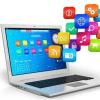laptop with app icons
