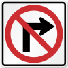 "No right turn" sign