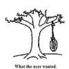 Cartoon showing a customer's request for a tree swing