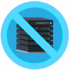 Stack of servers with an X over them