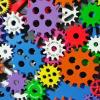 Colorful gears automating processes