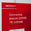 Computer screen showing emergency alert about the coronavirus